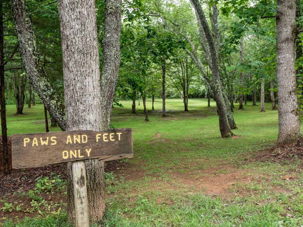 The paws and feet only grassy area at FRANKLIN RV PARK & CAMPGROUND