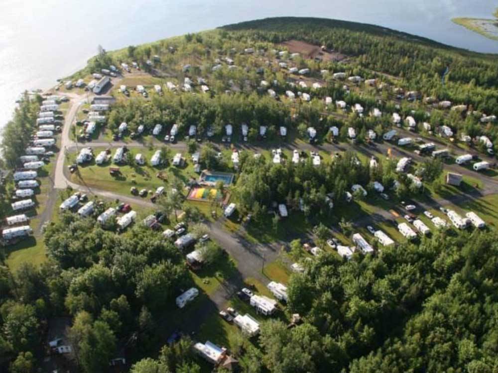 Overhead view of campground and water at CAMPING POKEMOUCHE