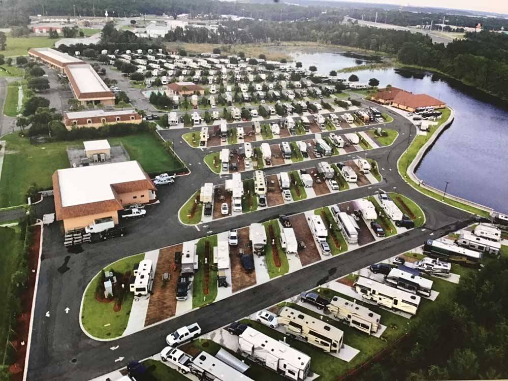 An aerial view of the campsites at COASTAL GEORGIA RV RESORT