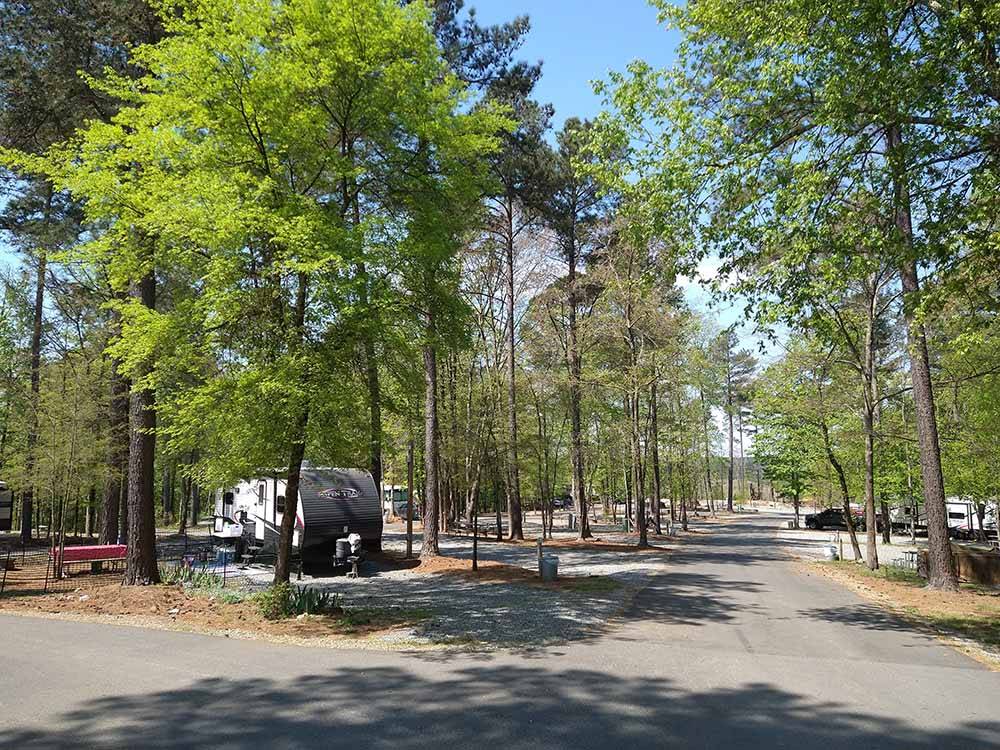 The paved road between the gravel RV sites at CROSS WINDS FAMILY CAMPGROUND
