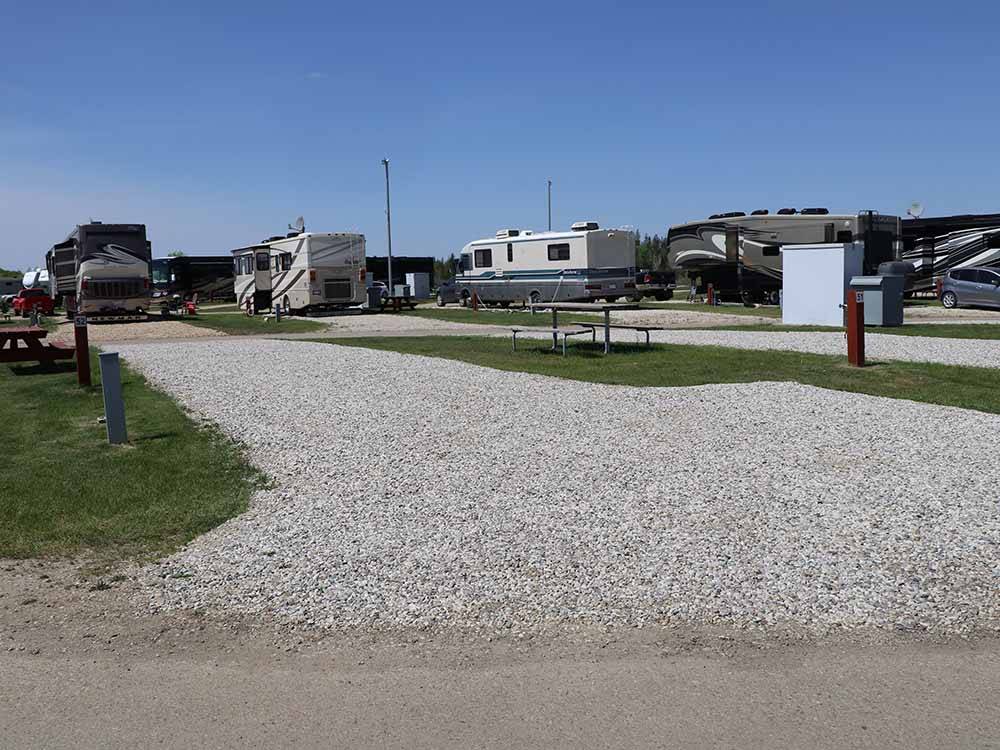 Empty gravel site with picnic bench at ST. ALBERT RV PARK
