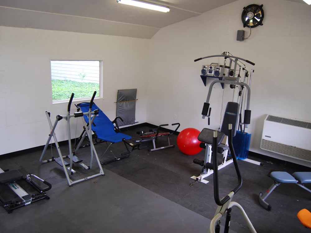 Inside of the exercise room at CHESAPEAKE CAMPGROUND