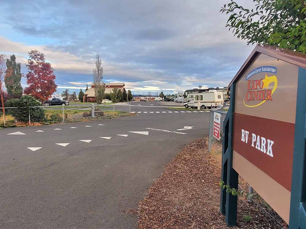 The front entrance sign to the RV park at EXPO CENTER RV PARK