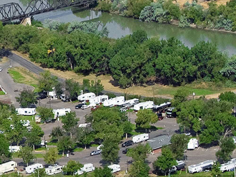Aerial view over campground at GREAT FALLS RV PARK