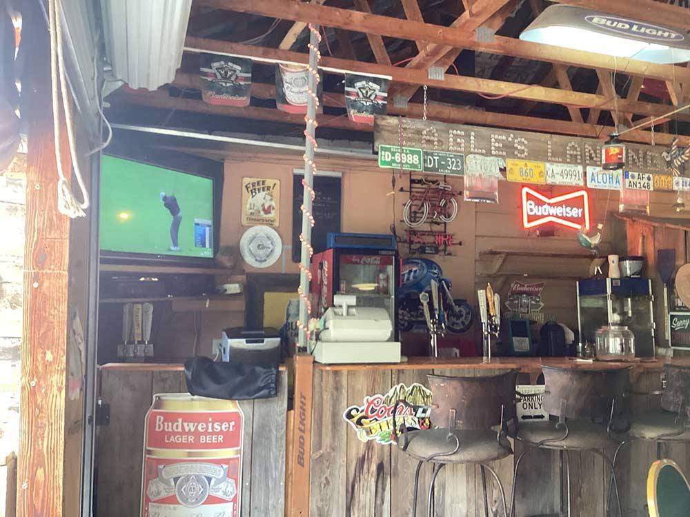 The inside view of a bar at FISH'N FRY CAMPGROUND & RV PARK