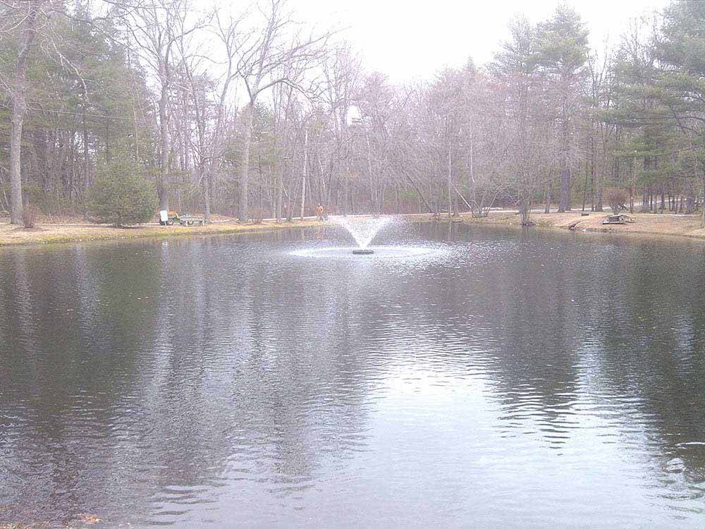 The fountain in the lake at CIRCLE CG FARM CAMPGROUND