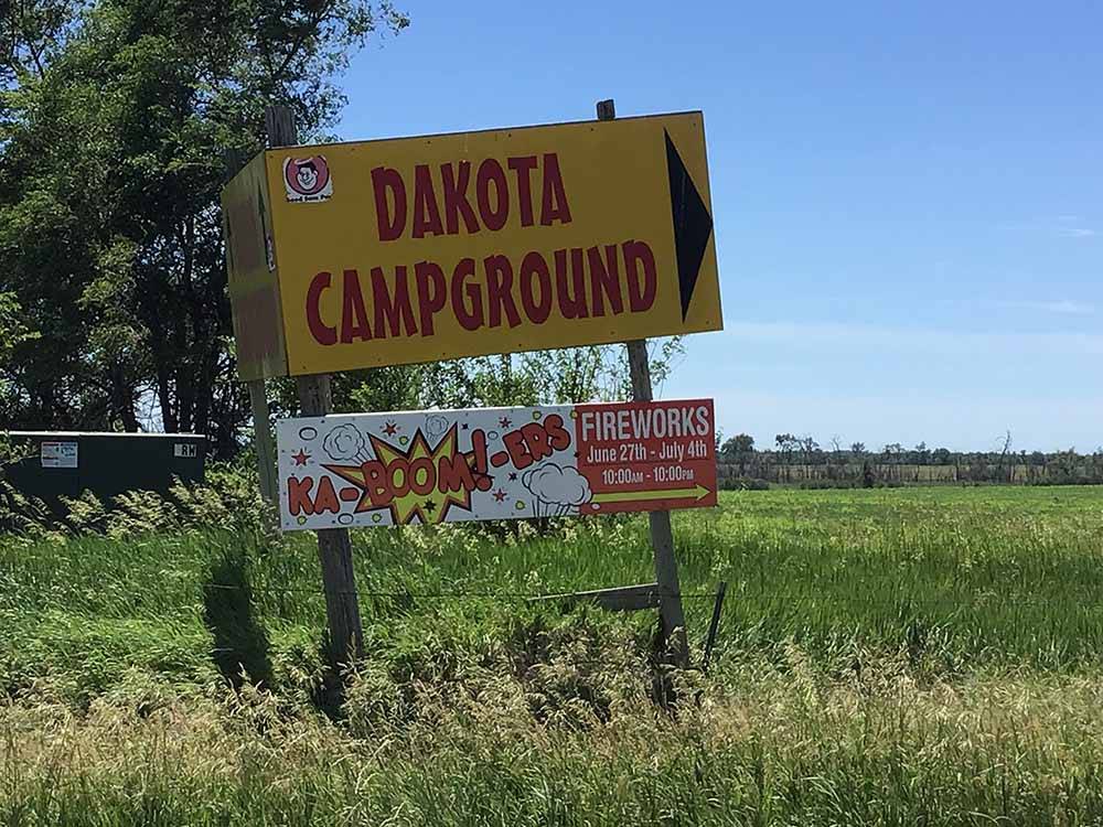 The front entrance sign at DAKOTA CAMPGROUND