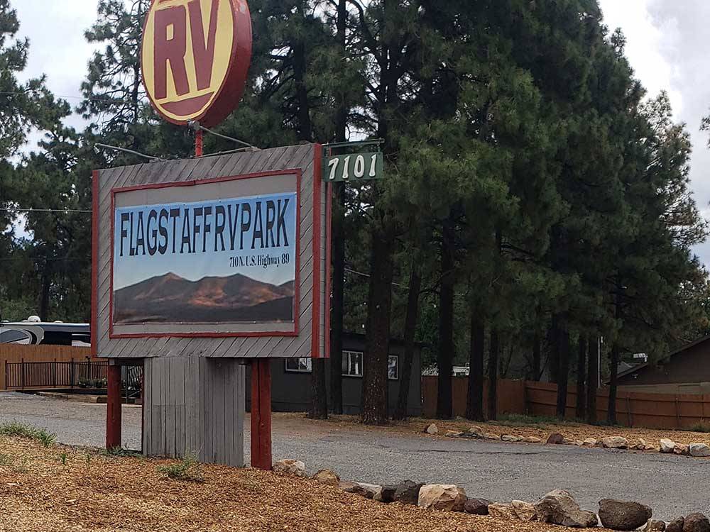 The front entrance sign at FLAGSTAFF RV PARK