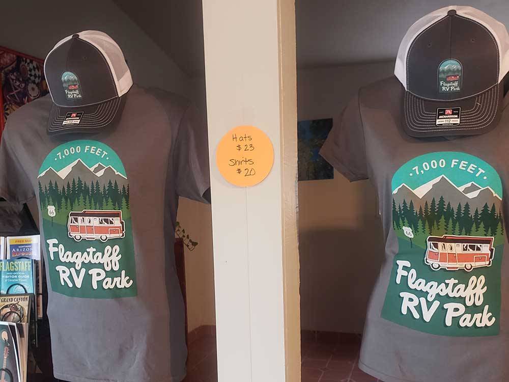 Some of the logo merchandise available at FLAGSTAFF RV PARK