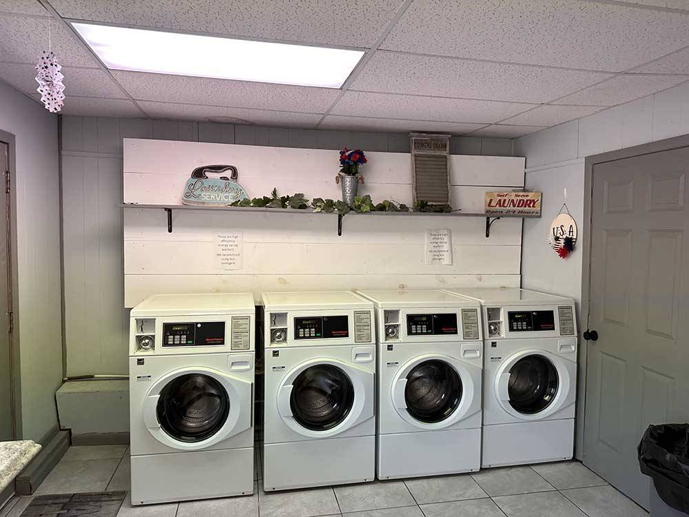 The inside of the laundry room at ALL SEASONS RV PARK