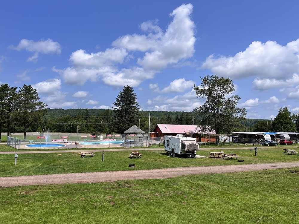 Aerial view of the swimming pool at THREE BEARS FAMILY CAMPING & RV PARK