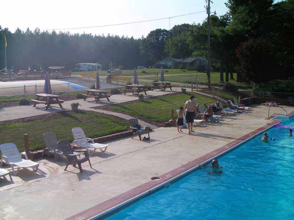 People hanging out at the swimming pool at MIDWAY CAMPGROUND & RV RESORT