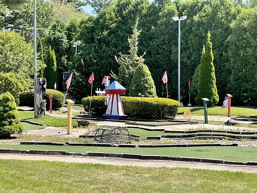 Miniature golf course with windmill at SEA-VU CAMPGROUND