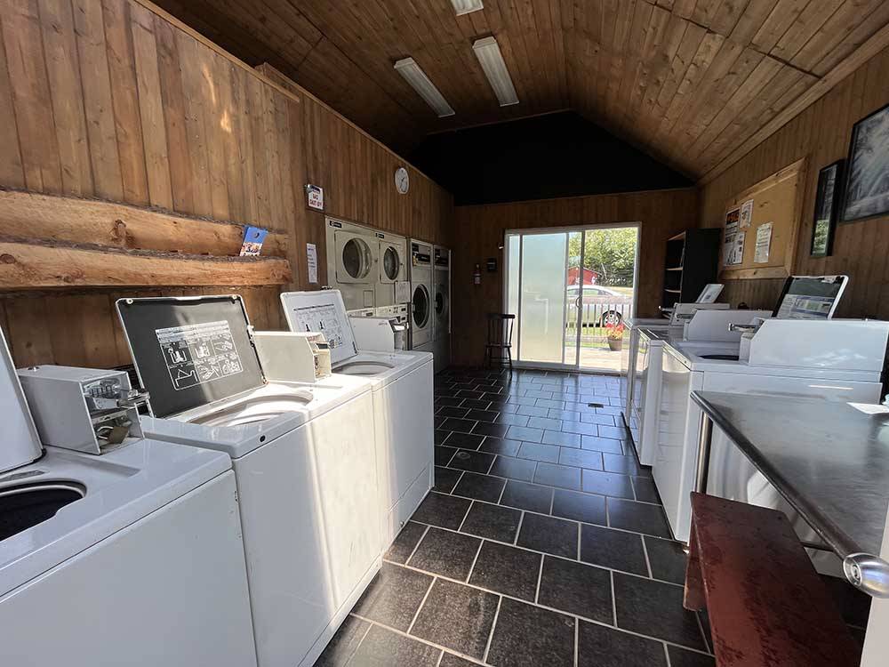 Inside of the very clean laundry room at SCOTIA PINE CAMPGROUND