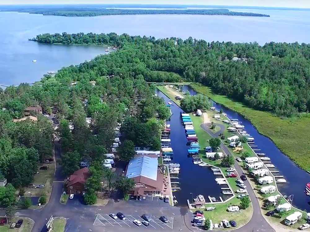 An aerial view of the campsites at STONY POINT RESORT RV PARK & CAMPGROUND