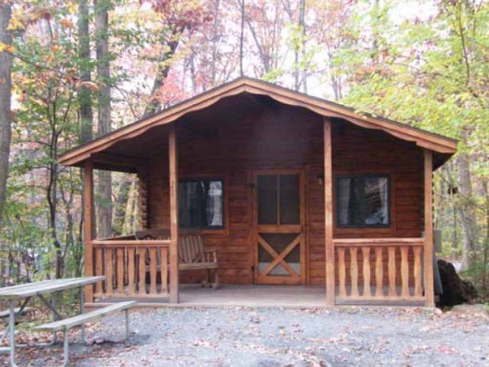 One of the camping cabins for rent at DRUMMER BOY CAMPING RESORT