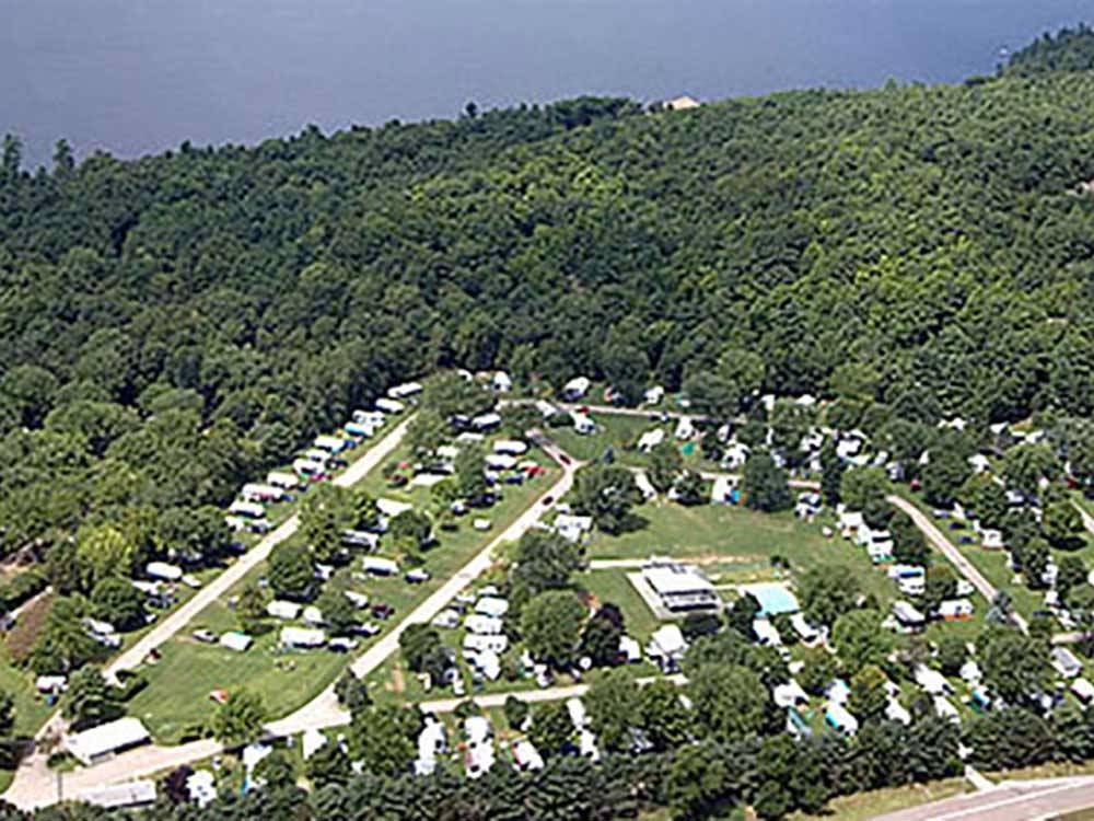 Aerial view over campground at LONE PINE CAMPSITES