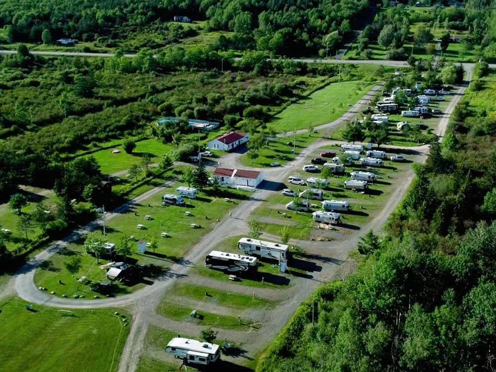 Aerial view of greenery around campground at BRAS D'OR LAKES CAMPGROUND ON THE CABOT TRAIL