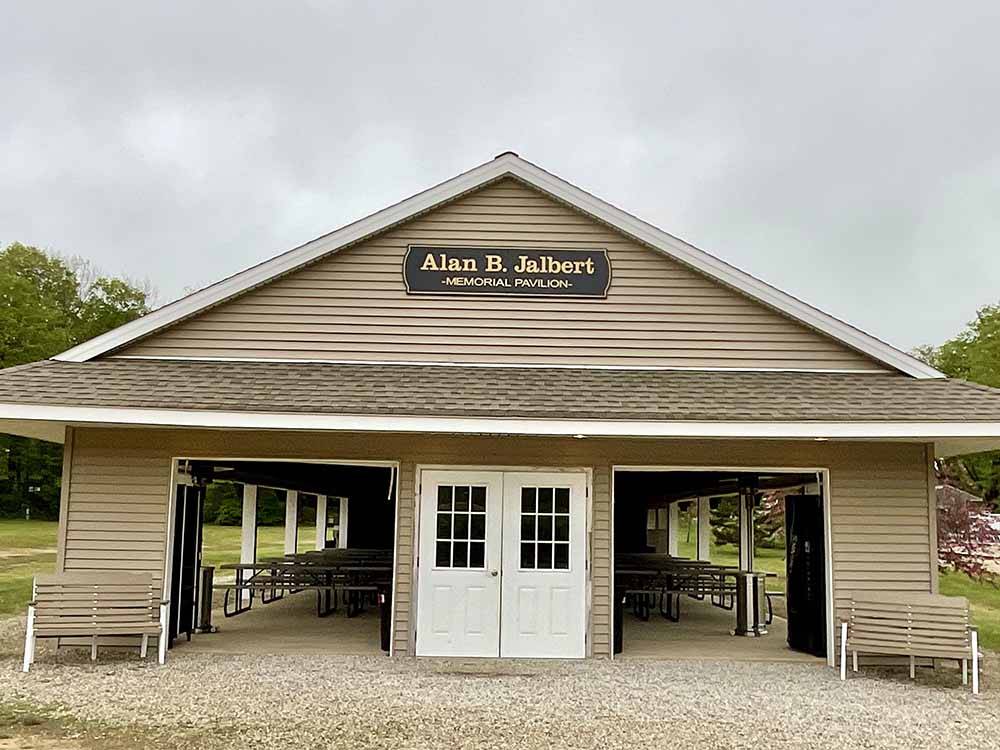The Alan B. Jalbert memorial pavilion at OAK HAVEN FAMILY CAMPGROUND