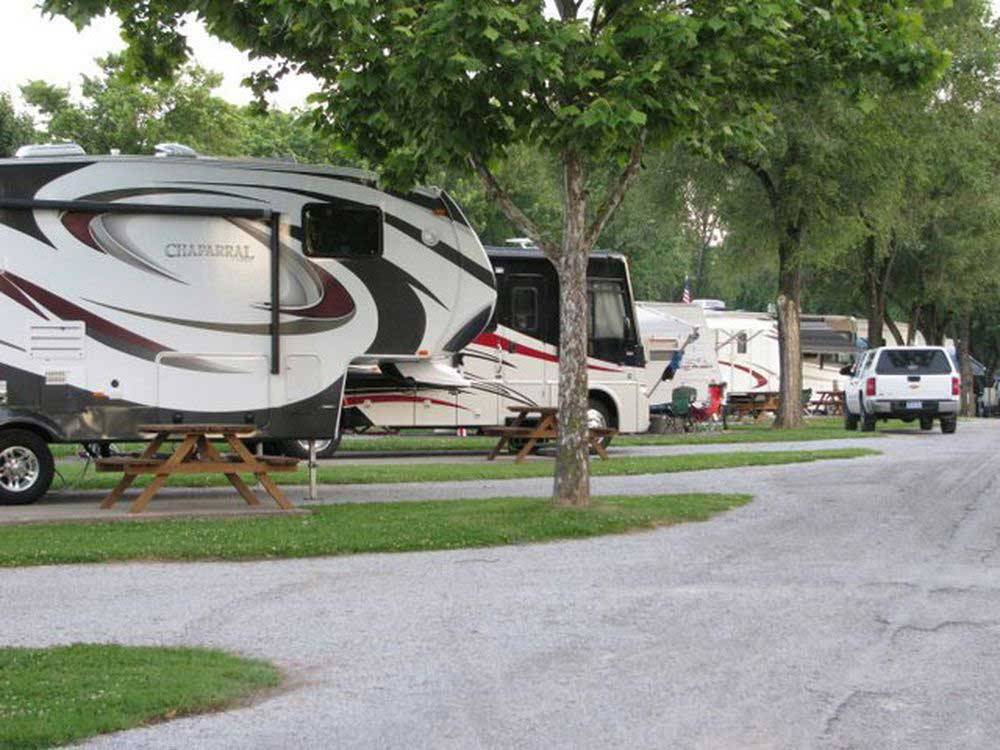 Trailers and RVs camping at TWO RIVERS CAMPGROUND