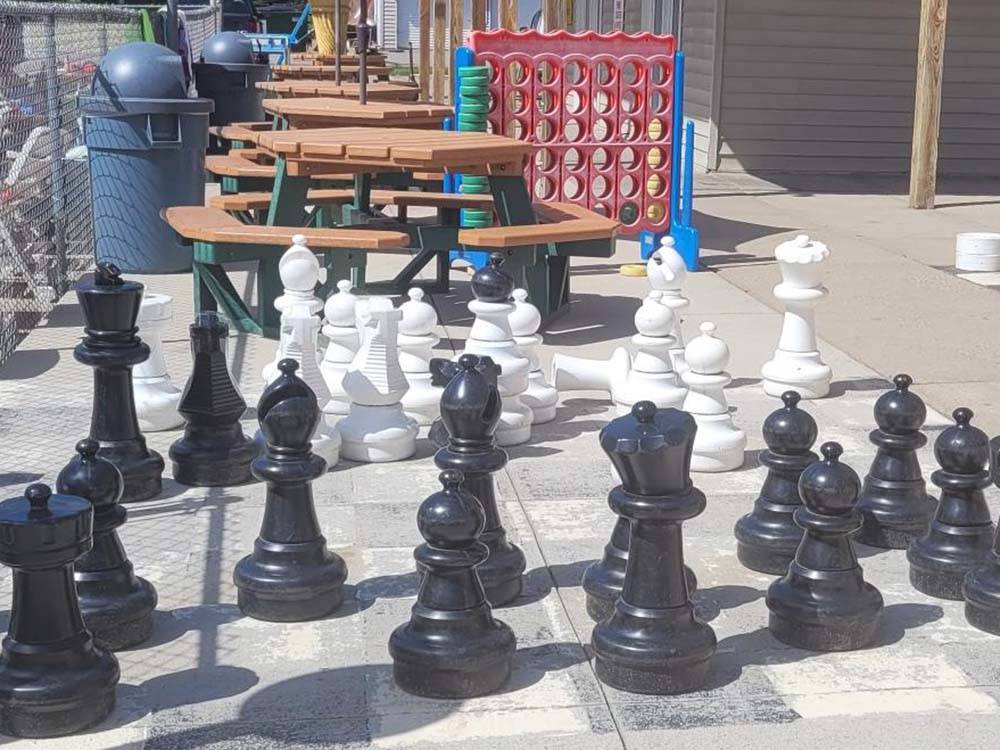 A large chess board game at BARABOO RV RESORT BY RJOURNEY