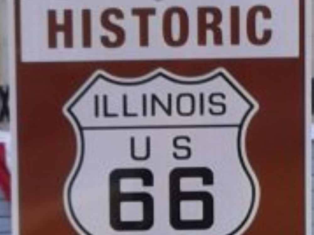 A historic Route 66 sign at DOUBLE J CAMPGROUND