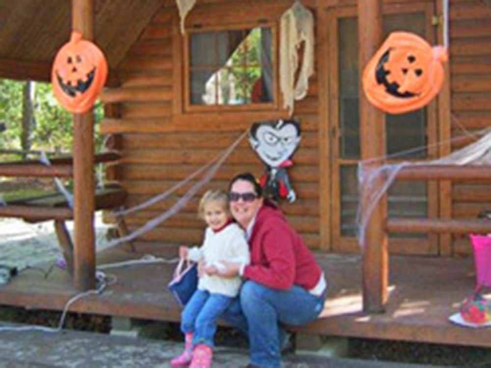 Mother and child enjoying Halloween at ATLANTIC SHORE PINES CAMPGROUND