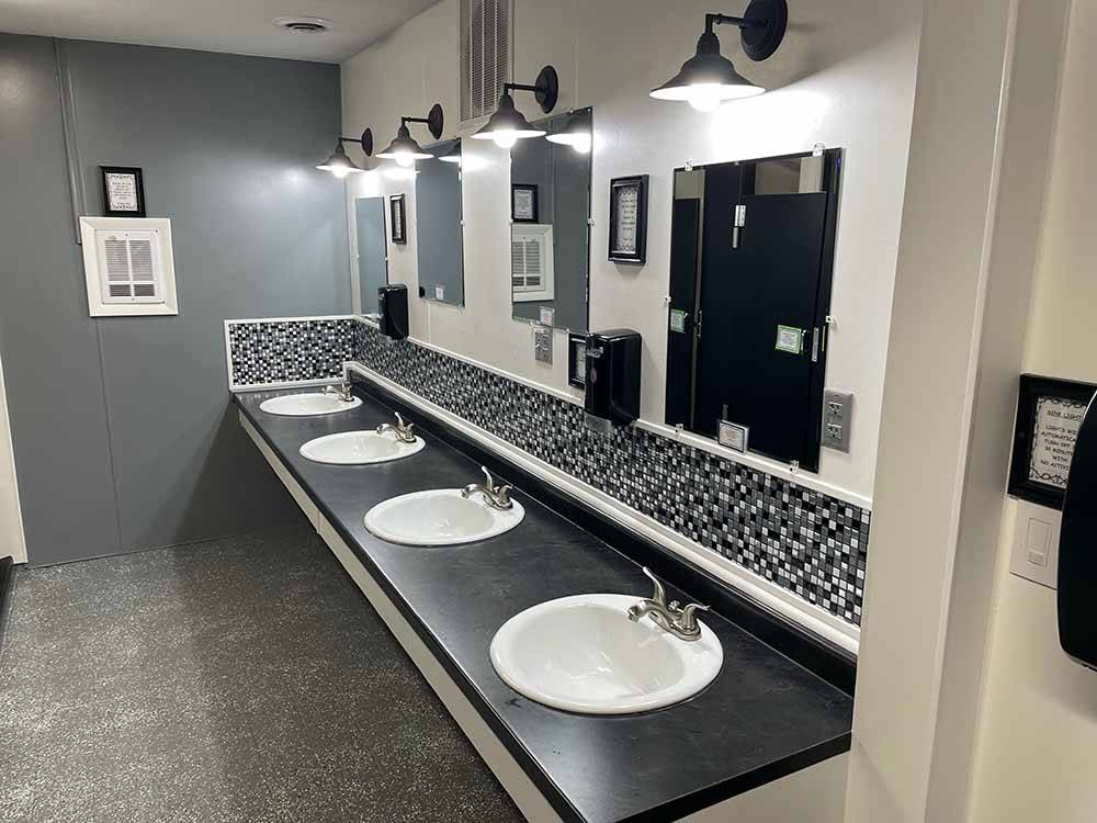 The clean modern bathroom at MOUNTAIN VIEW RV PARK & CAMPGROUND