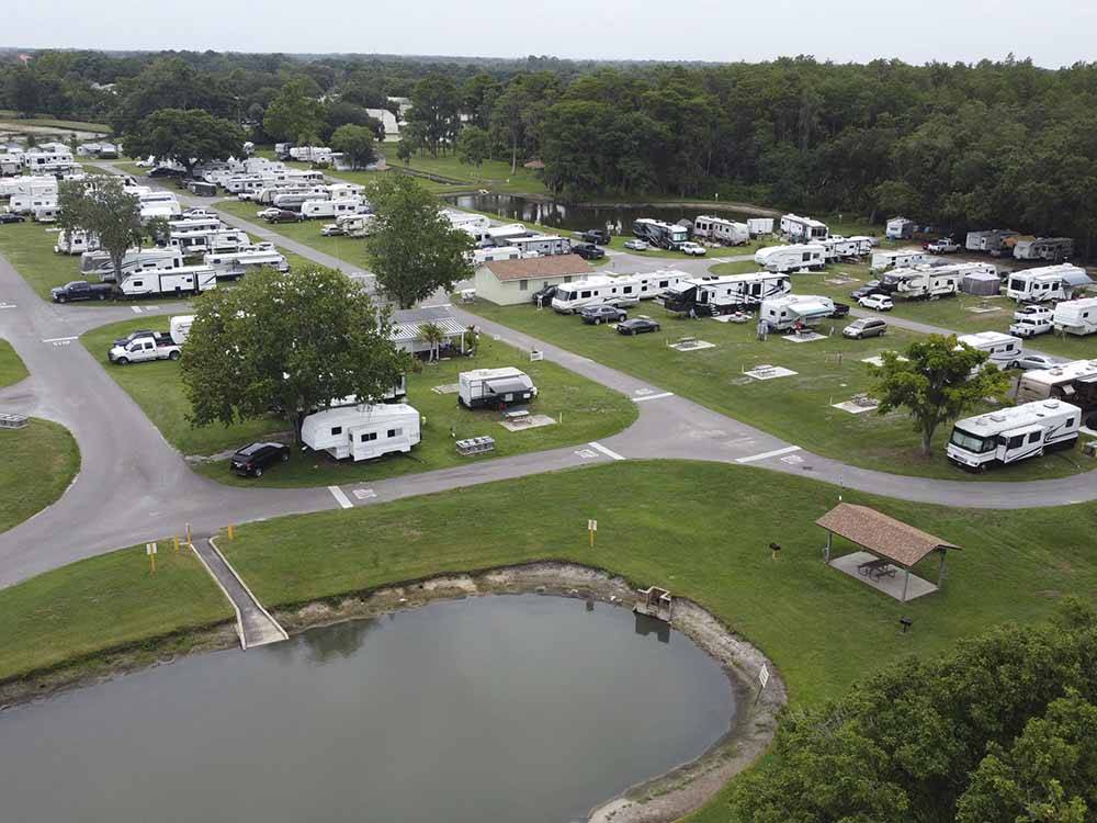 An aerial view of the campground at STAGE STOP CAMPGROUND