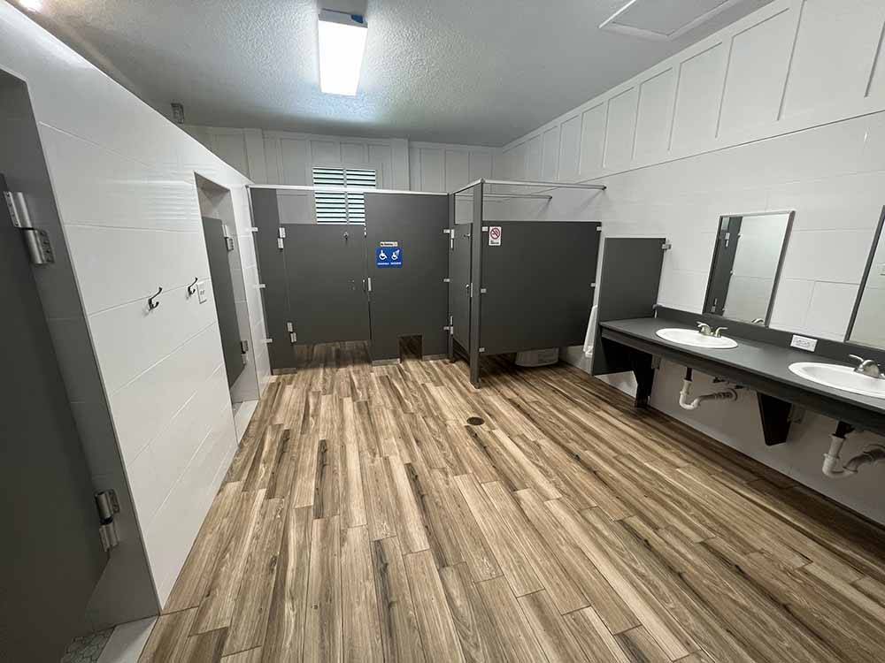 The newly renovated bathroom at STAGE STOP CAMPGROUND