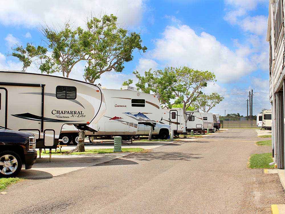 Trailers camping at PADRE PALMS RV PARK