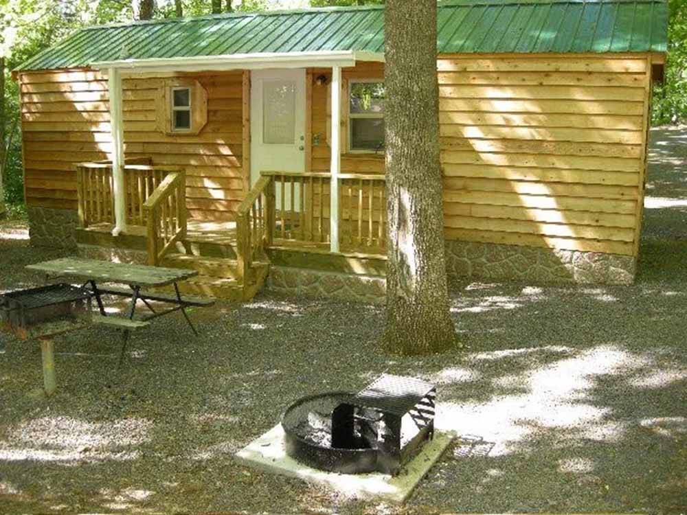 The outside of a rental cabin at CHRISTOPHER RUN CAMPGROUND