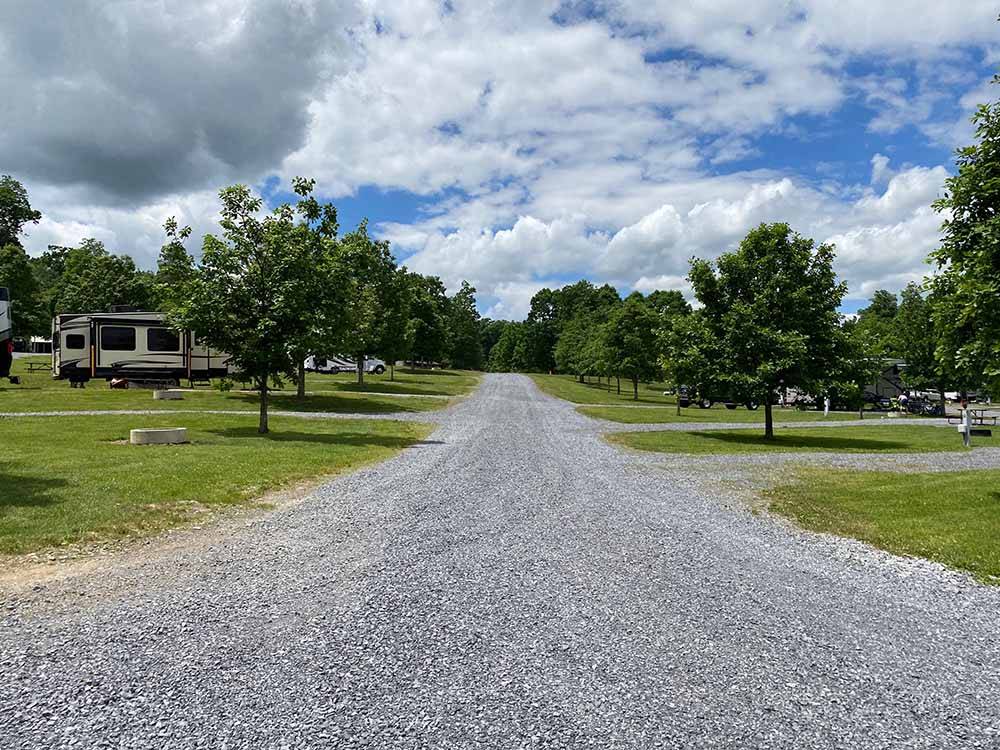 One of the gravel roads at FRIENDSHIP VILLAGE CAMPGROUND & RV PARK