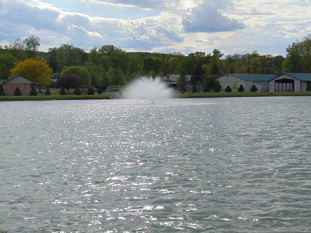 The fountain in the water at FRIENDSHIP VILLAGE CAMPGROUND & RV PARK