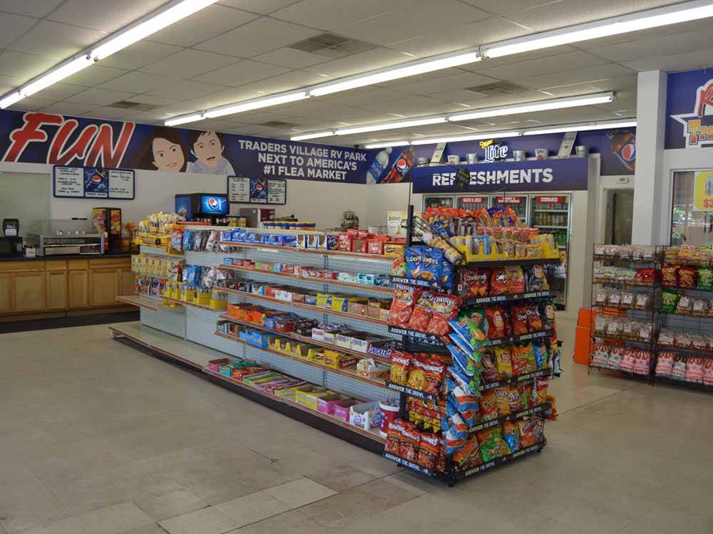 Inside of the convenience store at TRADERS VILLAGE RV PARK