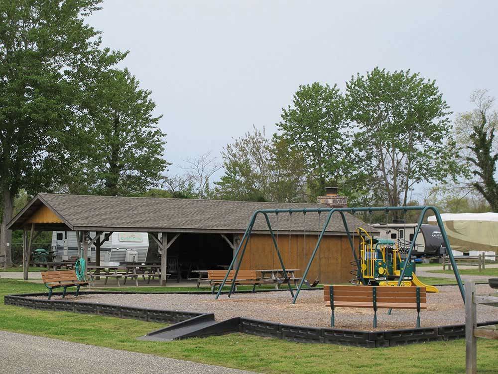 Playground with swing set at THE DEPOT TRAVEL PARK