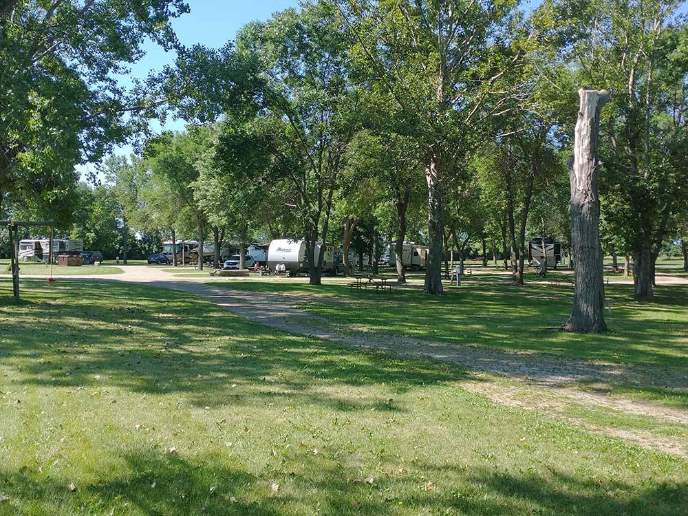 Large campground area with RVs in distance at JAMESTOWN CAMPGROUND