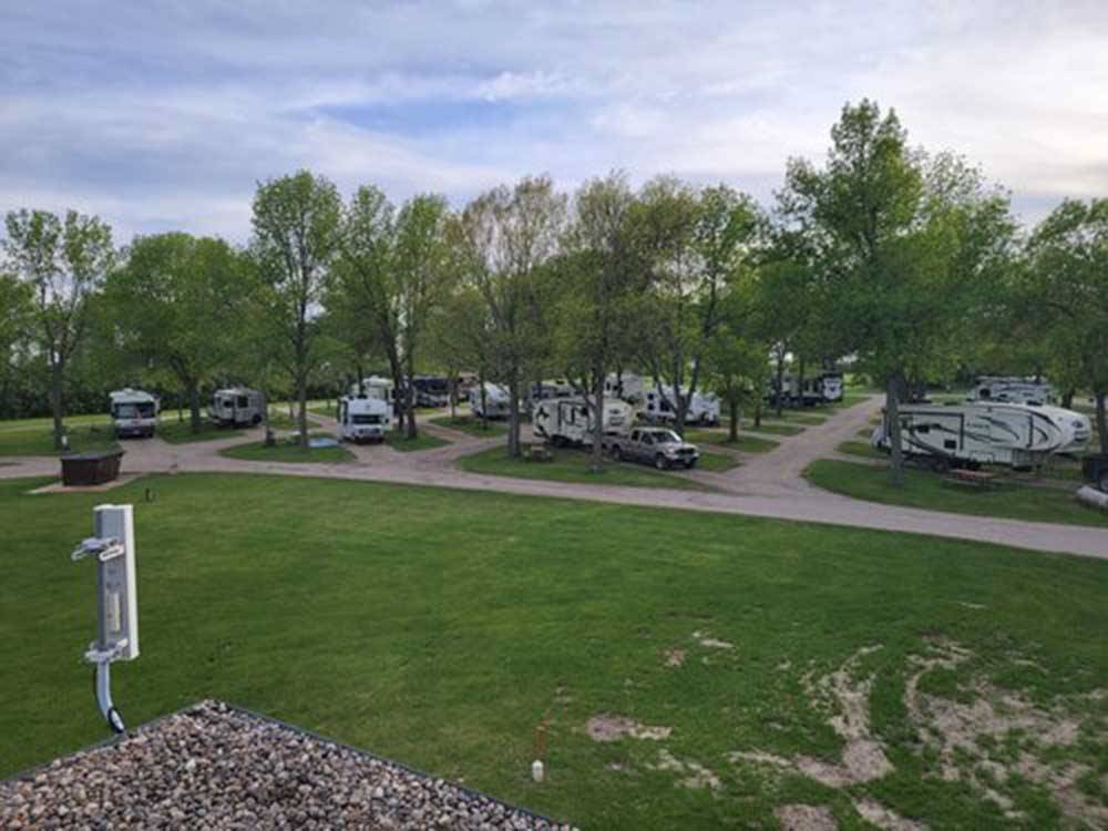 Overhead view of RV sites at JAMESTOWN CAMPGROUND