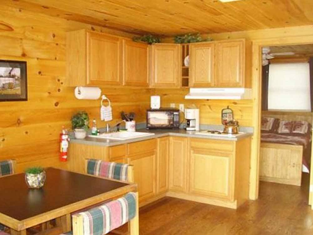 Interior view of a cabin at ROUND TOP CAMPGROUND