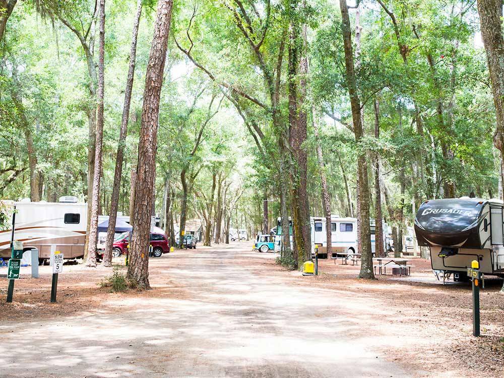 Trailers and RVs camping at JEKYLL ISLAND CAMPGROUND
