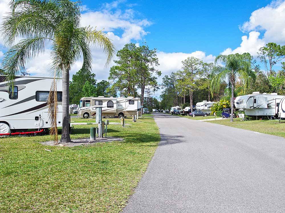 RVs and trailers at campground at ENCORE SHERWOOD FOREST