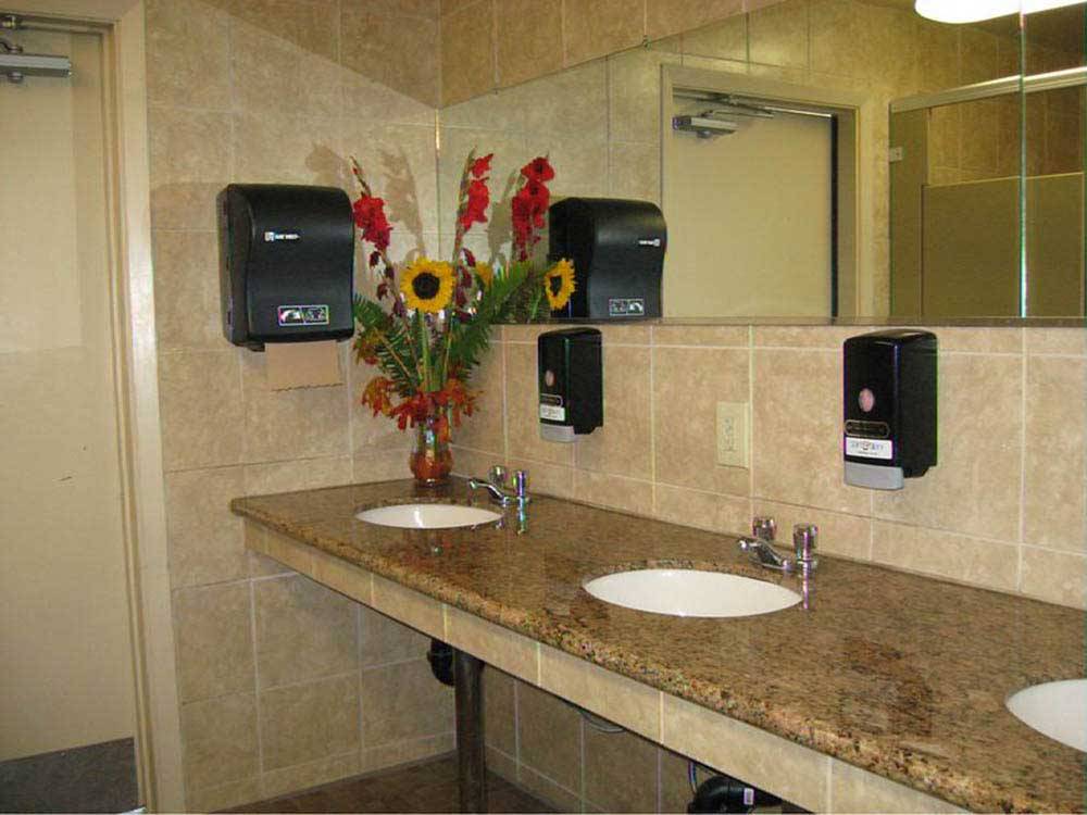 Bathroom and shower at POMO RV PARK & CAMPGROUND