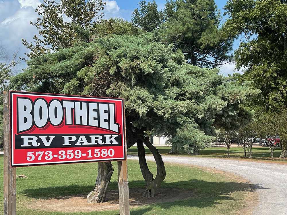 The front entrance sign at BOOTHEEL RV PARK & EVENT CENTER