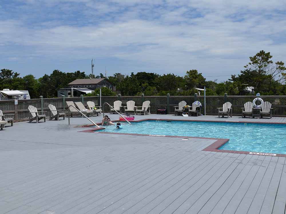The swimming pool area at FRISCO WOODS CAMPGROUND