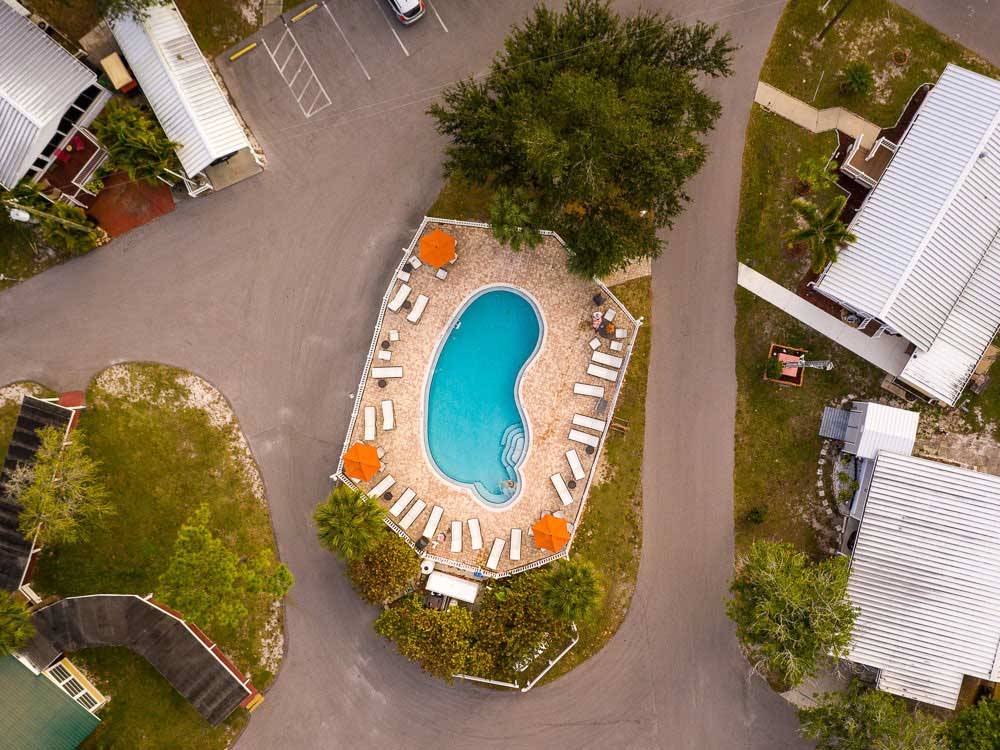 Aerial view of the swimming pool at RIVER VISTA RV VILLAGE