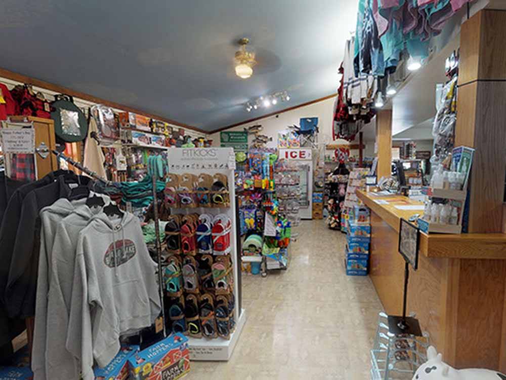 Campground store with clothing and gear at BUFFALO LAKE CAMPING RESORT