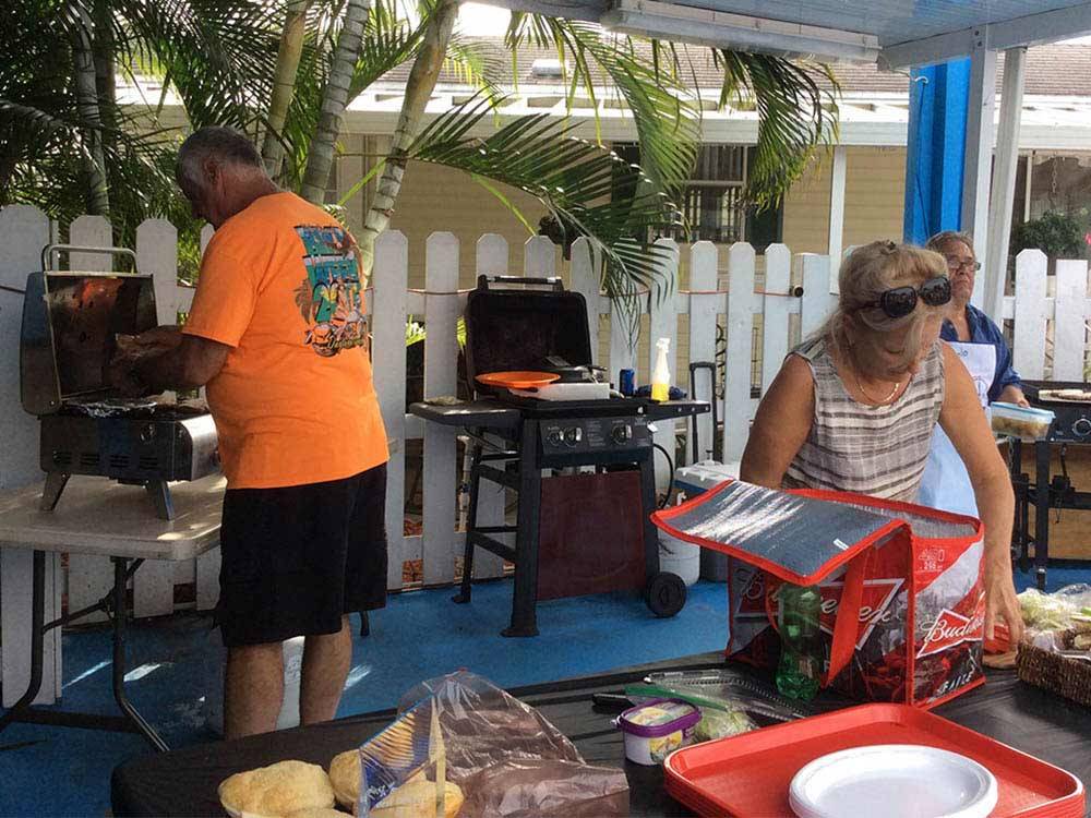 Outdoor cooking at PARADISE ISLAND RV RESORT