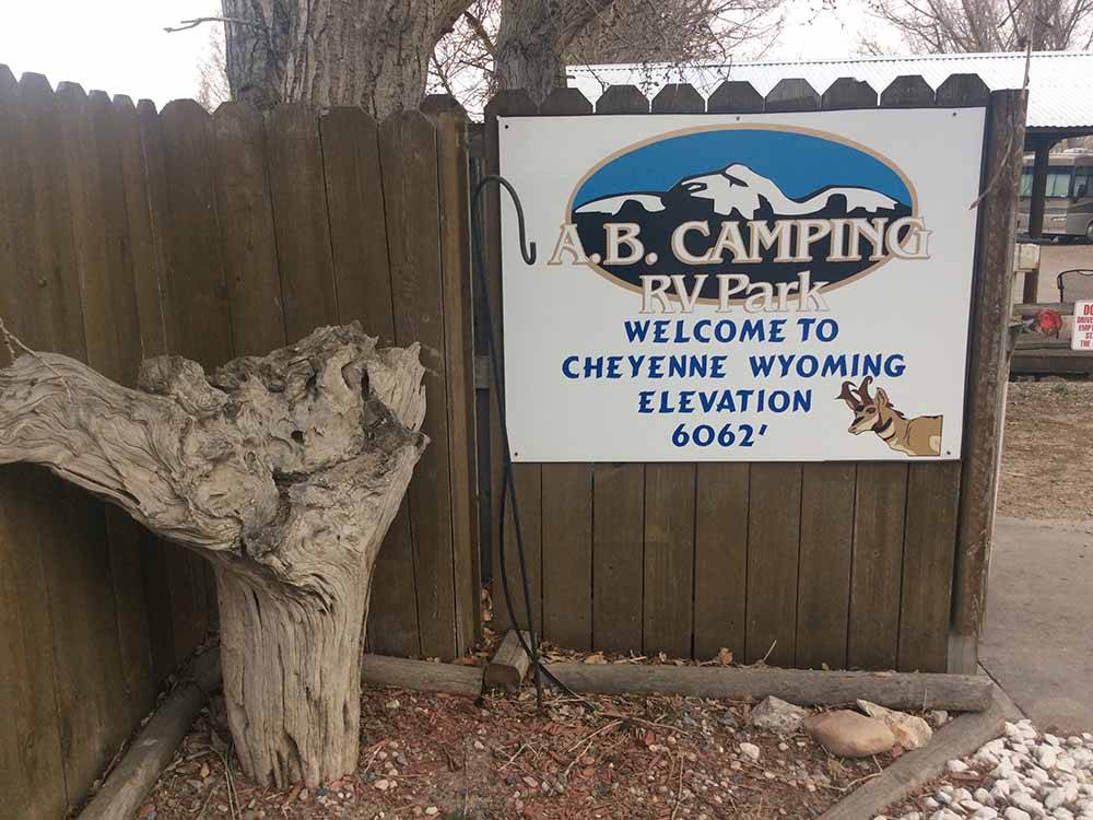 The front entrance sign at AB CAMPING RV PARK