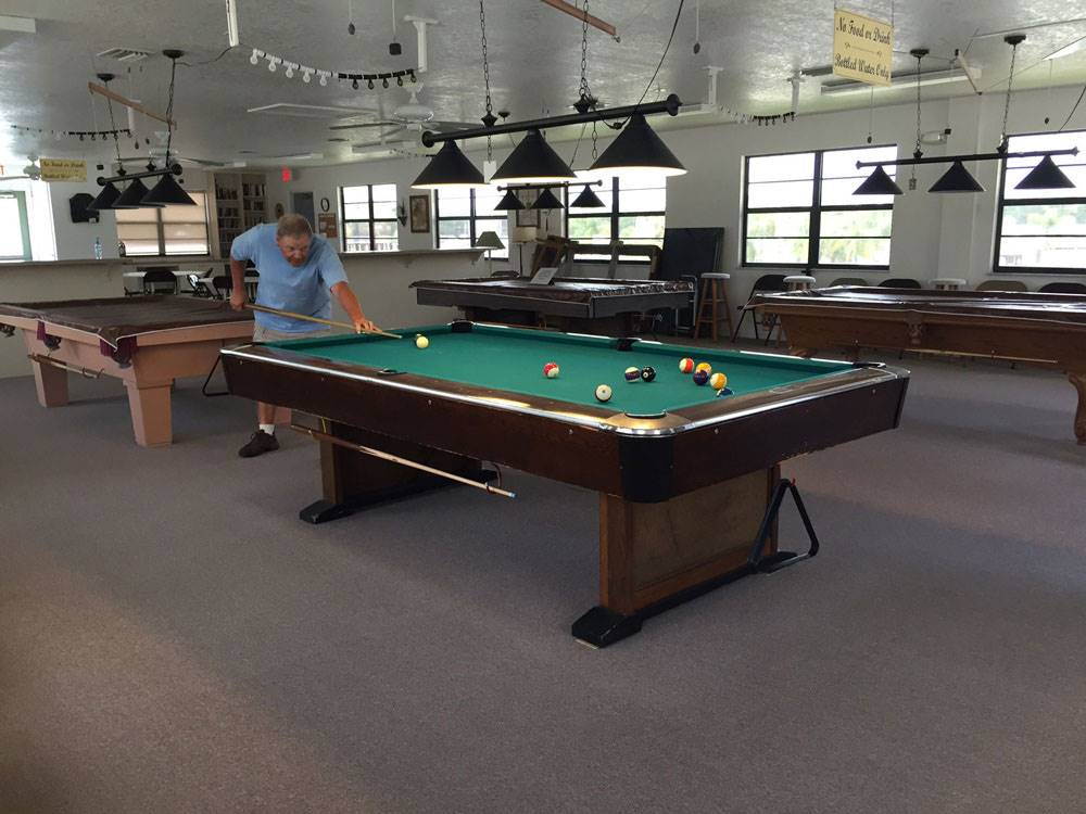 Pool tables in game room at CRAIG'S RV PARK