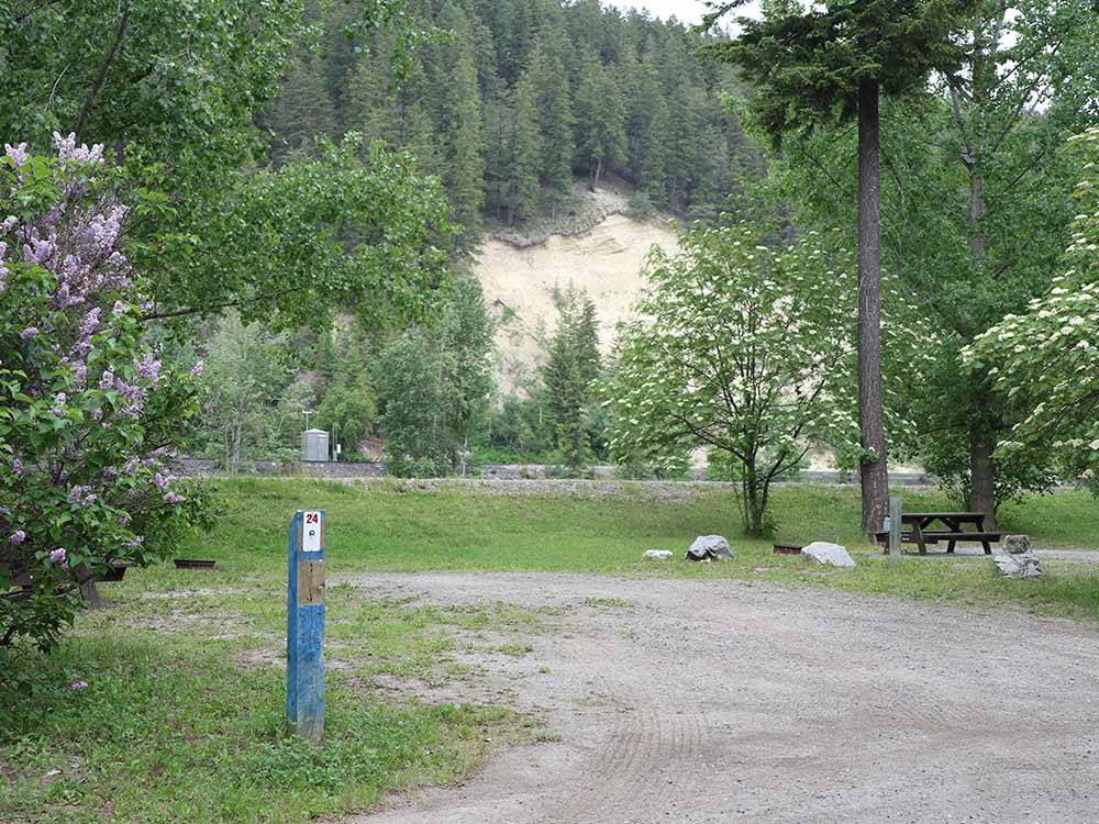 A gravel RV site with a picnic table at GOLDEN MUNICIPAL CAMPGROUND